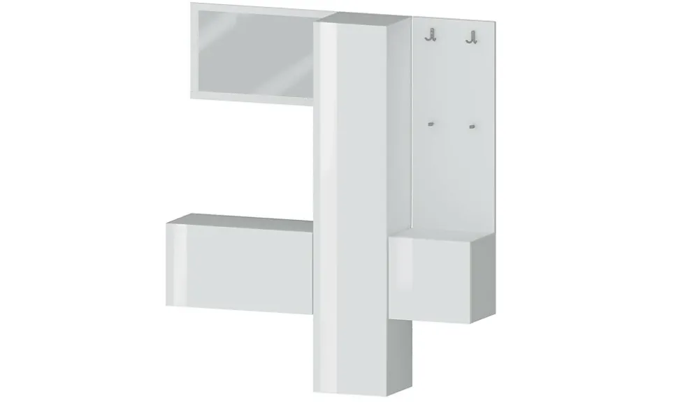 Meuble d'entrée Barengo, Armoire multifonctionnelle à 3 portes, Cintre mural avec miroir, 170x35h190 cm, Blanc