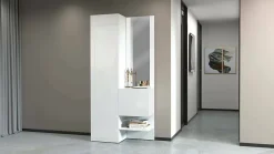 Meuble d'entrée Bauladu, Armoire multifonctionnelle avec 2 portes, Armoire polyvalente avec miroir, 90x35h190 cm, Blanc