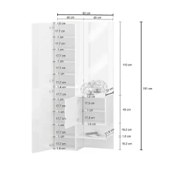 Meuble d'entrée Bauladu, Armoire multifonctionnelle avec 2 portes, Armoire polyvalente avec miroir, 90x35h190 cm, Blanc