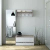 Meuble d'entrée Dap, Entrée moderne avec portemanteau, Meuble avec Etagere à chaussures, 50x32h182 cm, Chêne et Blanc