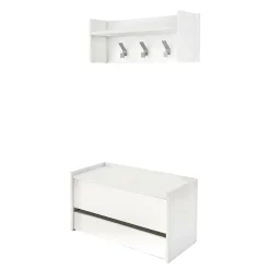 Meuble d'entrée Dap, Entrée moderne avec portemanteau, Armoire multifonctionnelle, 50x32h182 cm, Blanc