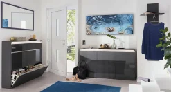 Meuble d'entrée Dlentin, entrée multifonction moderne, casier polyvalent pour hall d'entrée, 50x27h140 cm, anthracite brillant
