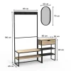 Meuble d'entrée en métal noir et bois 5 patères 2 tablettes et range chaussures l. 150 cm Homesight Oslo