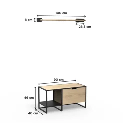 Meuble d'entrée en métal noir et bois 1 penderie 1 banc de rangement l. 100 cm Homesight Wilko