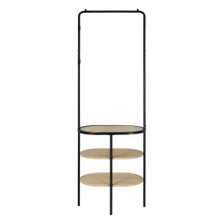 Meuble d'entrée en métal noir et bois 2 patères 3 étagères et miroir l. 60 cm Homesight Oslo