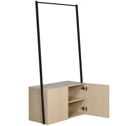 Meuble d'entrée en métal noir et bois 1 penderie et 1 caisson de rangement 2 portes l. 90 cm Homesight Alta
