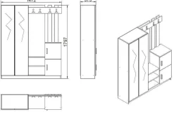 Meuble d'entrée Hene, Crochet d'entrée, Composition pour l'atrium, Console de rangement multifonction, 147x38 h180 cm, Blanc