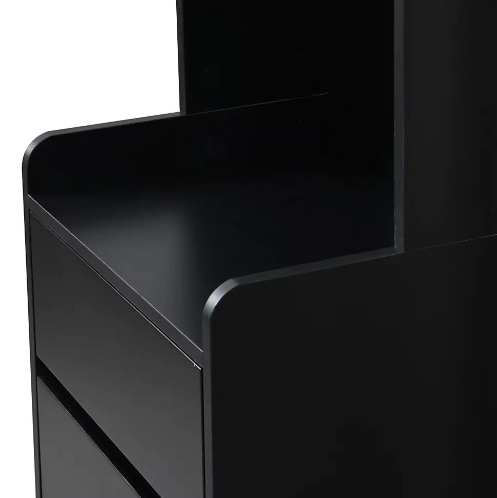 Meuble d'entrée Moderne avec Banc de Rangement et 4 Patères - Portemanteau Multifonction avec Panneau Mural - Noir - 100x35x180 cm