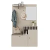 Meuble D'entrée Multifonction 110 Cm - Miroir, Coussin, Rangement Intégré - Beige