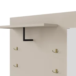 Meuble D'entrée Multifonction 110 Cm - Miroir, Coussin, Rangement Intégré - Beige