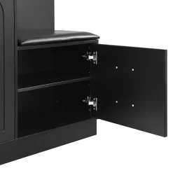 Meuble D'entrée Multifonction - Miroir, Rangement Intégré - Moderne Et Pratique,noir