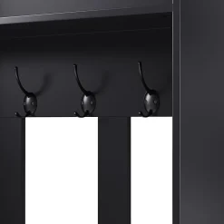 Meuble D'entrée Murale 4-en-1, Banc+tiroirs+cintres ,Noir,100x35x180 Cm