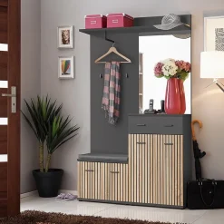 Meuble dentrée POLO Meuble à chaussures, commode, miroir et penderie