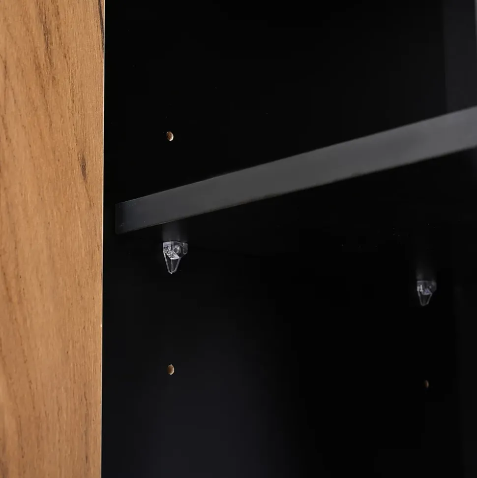 Meuble d'entrée 119,5x40x180 cm - Vestiaire avec 5 Portes, 4 Tiroirs et LED Multicolore - MDF et Acrylique - Noir