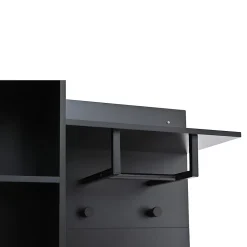 Meuble d'entrée 119,5x40x180 cm - Vestiaire avec 5 Portes, 4 Tiroirs et LED Multicolore - MDF et Acrylique - Noir