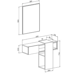 Meuble d'entrée Zugliano, Crochet d'entrée, Composition pour l'atrium, 100x31h75 cm, Chêne clair et Blanc