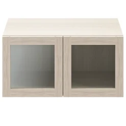 Meuble mural portes battantes vitrées effet chêne GoodHome Atomia H. 37,5 x L. 75 x P. 37 cm