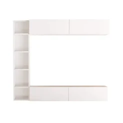 Meuble mural Rebecca Mobili Kadab 143,5x169x26 Panneau de particules Blanc Moderne ENSEMBLE 3 pcs