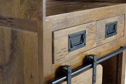 Meuble porte-bouteilles en bois de manguier et metal