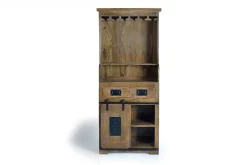 Meuble porte-bouteilles en bois de manguier et metal