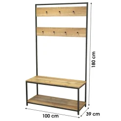 Meuble porte-manteaux avec 2 étagères range-chaussures 100x39xH180 cm Collection OAKLANDER