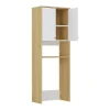 Meuble pour machine à laver avec double portes - L65 x H180 cm - Blanc et naturel clair - WORIKA