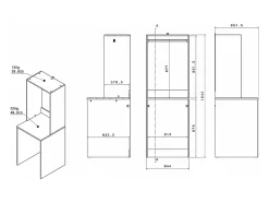 Meuble pour machine à laver avec penderie et placards - Naturel clair et blanc - L111 x H184 cm - ERKANO