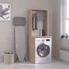 Meuble pour machine à laver avec penderie - Naturel clair - L65 x H184 cm - ERKANO