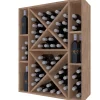 Meuble Range Bouteille de vin Série Godello en Chêne massif 75 bouteilles avec diamant et 6 cubicules