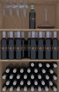 Meuble Range Bouteille de vin Série Godello en Pin Clair armoire 2 tablettes