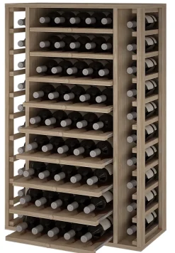 Meuble Range Bouteille de vin Série Godello en Chêne massif 65 bouteilles avec cubicules horizontaux