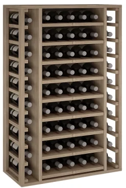Meuble Range Bouteille de vin Série Godello en Chêne massif 65 bouteilles avec cubicules horizontaux