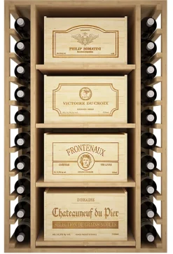 Meuble Range Bouteille de vin Série Godello en Chêne massif 20 bouteilles avec 4 boites de bois