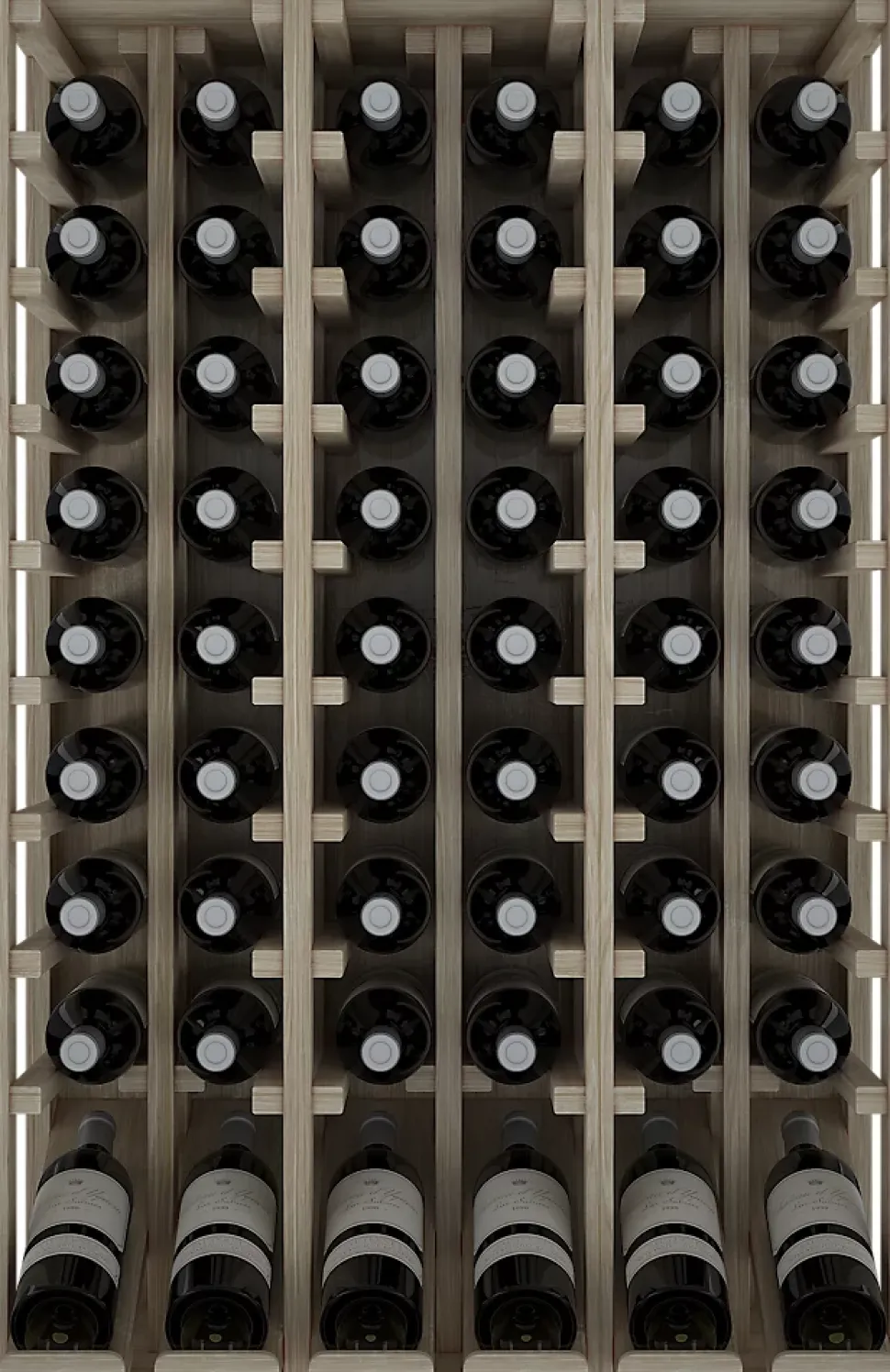Meuble Range Bouteille de vin Série Godello en Pin Clair 48 bouteilles avec présentoir