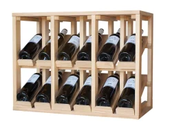 Meuble Range Bouteille de vin Série Godello en Chêne massif présentoir 6 bouteilles avec LED