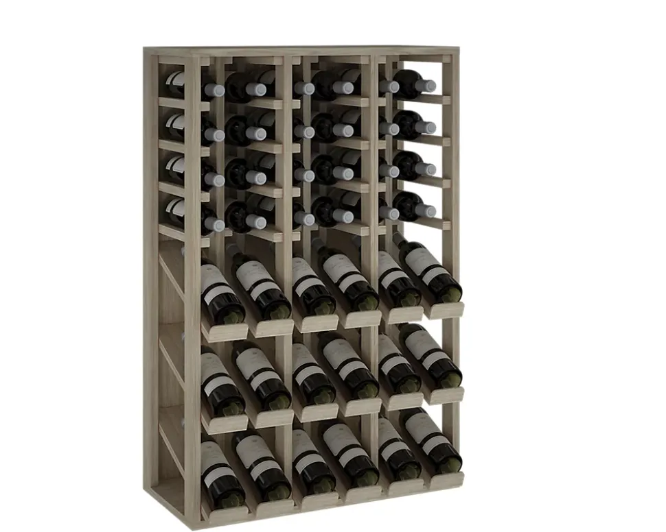 Meuble Range Bouteille de vin Série Godello en Chêne massif 36 bouteilles triple présentoir