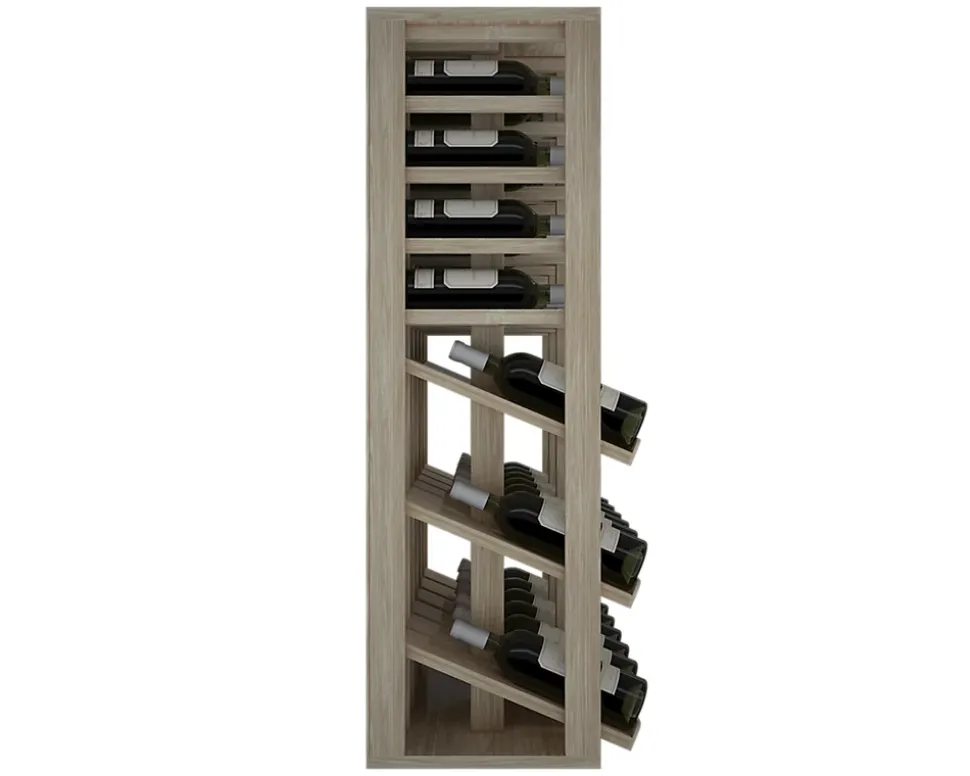 Meuble Range Bouteille de vin Série Godello en Chêne massif 36 bouteilles triple présentoir