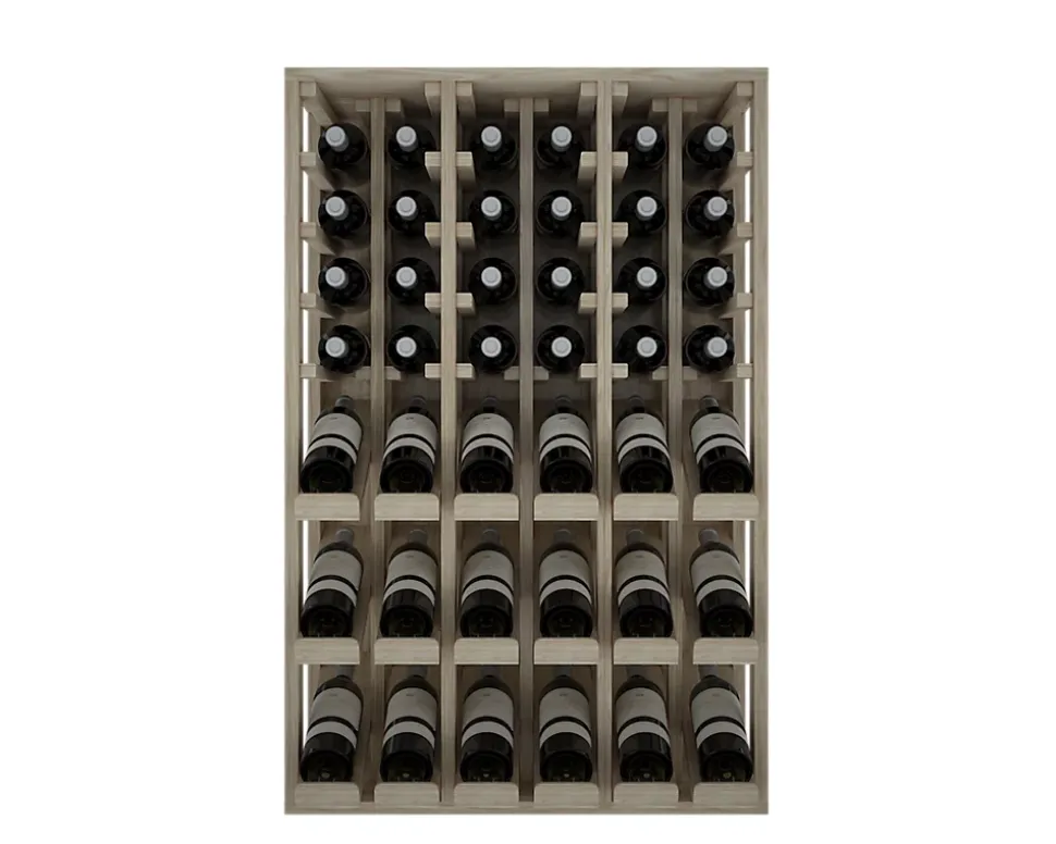 Meuble Range Bouteille de vin Série Godello en Chêne massif 36 bouteilles triple présentoir