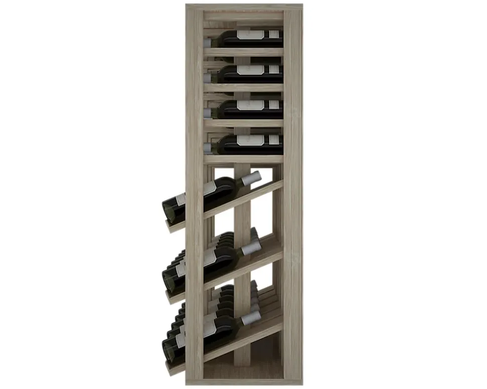 Meuble Range Bouteille de vin Série Godello en Chêne massif 36 bouteilles triple présentoir