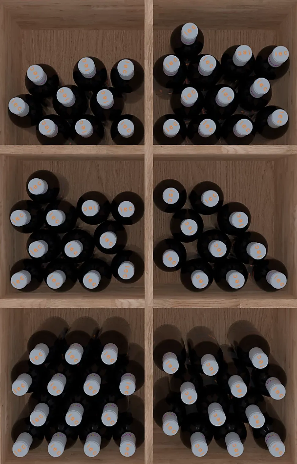 Meuble Range Bouteille de vin Série Godello en Chêne massif armoire 6 cubes