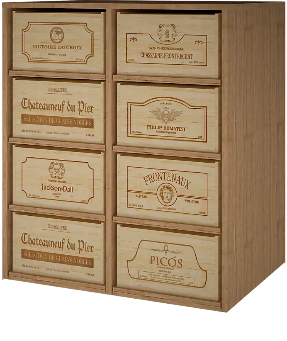 Meuble Range Bouteille de vin Série Godello en Chêne massif 8 caisses de bois
