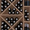 Meuble Range Bouteille de vin Série Godello en Pin Clair 60 bouteilles diamant et 3 cubicules droite