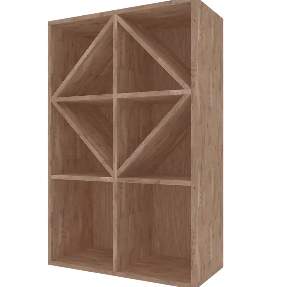 Meuble Range Bouteille de vin Série Godello en Pin Clair armoire cubes et diamant