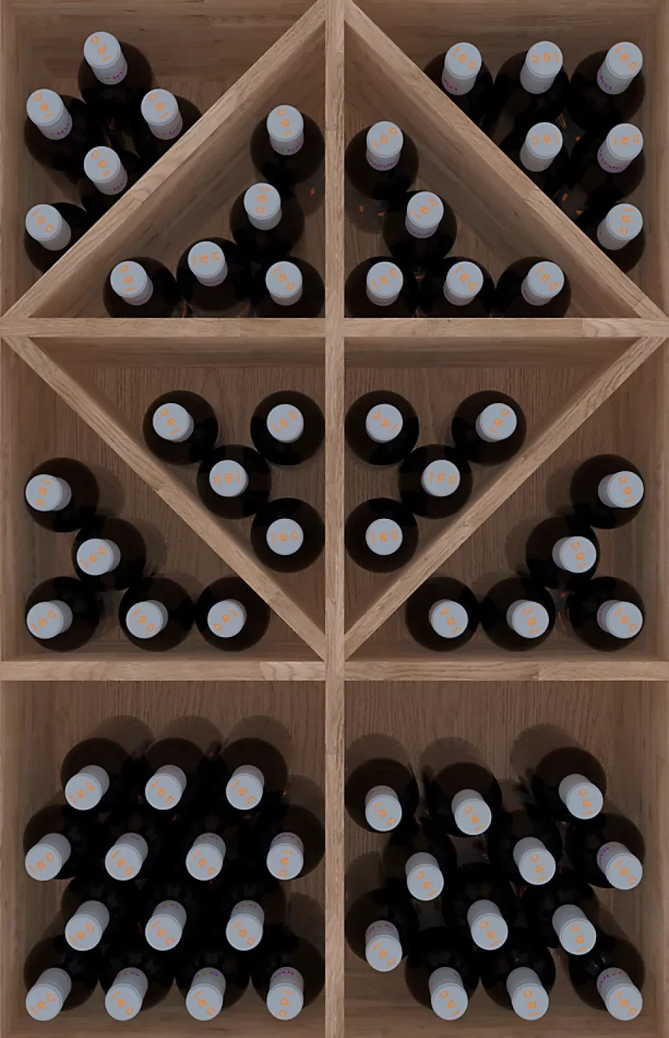 Meuble Range Bouteille de vin Série Godello en Pin Clair armoire cubes et diamant