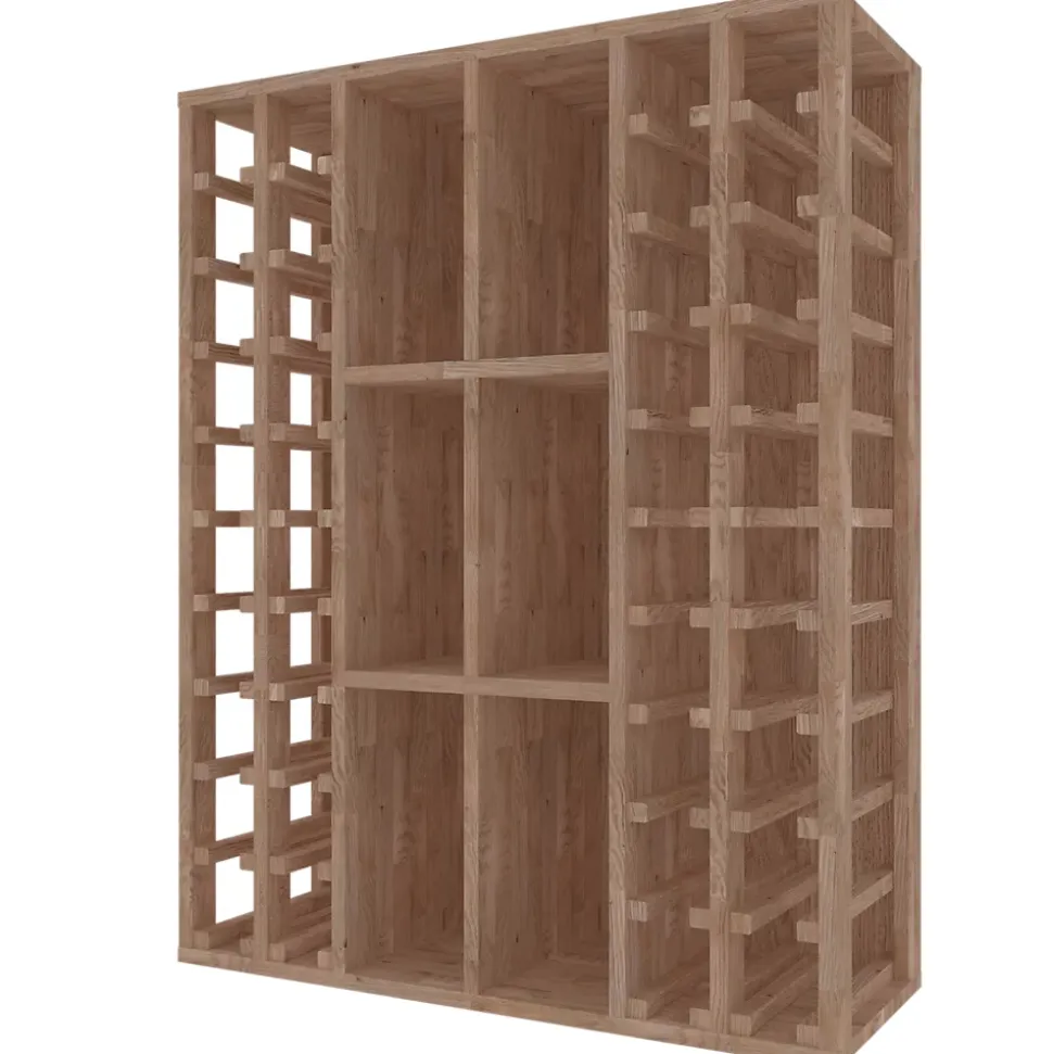 Meuble Range Bouteille de vin Série Godello en Pin Clair 76 bouteilles colonnes et cubicules