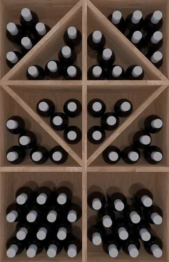 Meuble Range Bouteille de vin Série Godello en Chêne massif armoire cubes et diamant