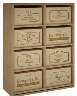 Meuble Range Bouteille de vin Série Godello en Pin Clair pour 8 boites de bois