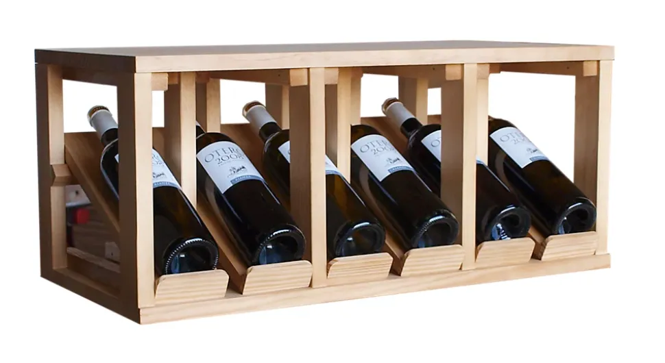 Meuble Range Bouteille de vin Série Godello en Pin Clair présentoir 6 bouteilles