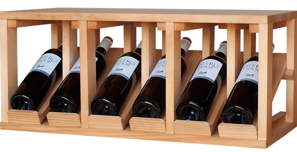 Meuble Range Bouteille de vin Série Godello en Pin Clair présentoir 6 bouteilles