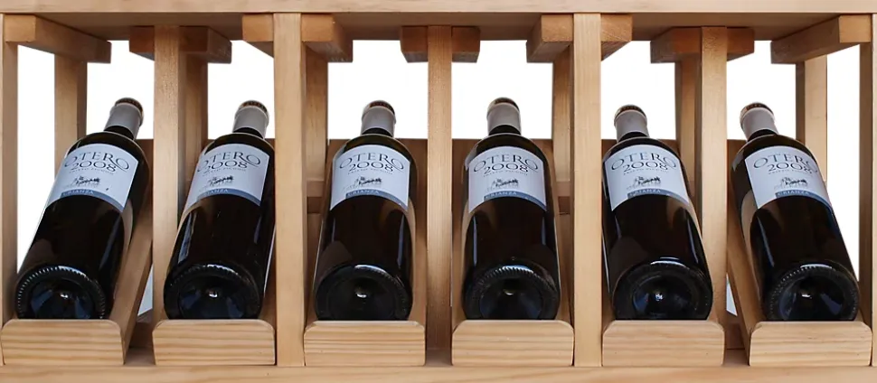 Meuble Range Bouteille de vin Série Godello en Pin Clair présentoir 6 bouteilles